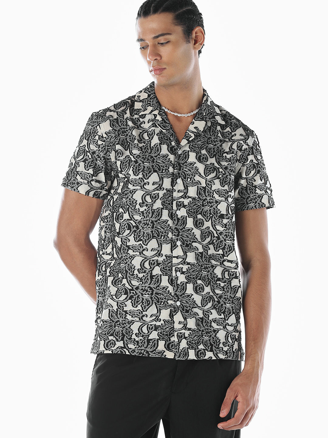 Jacquard Printed Comfort Fit Shirt - S