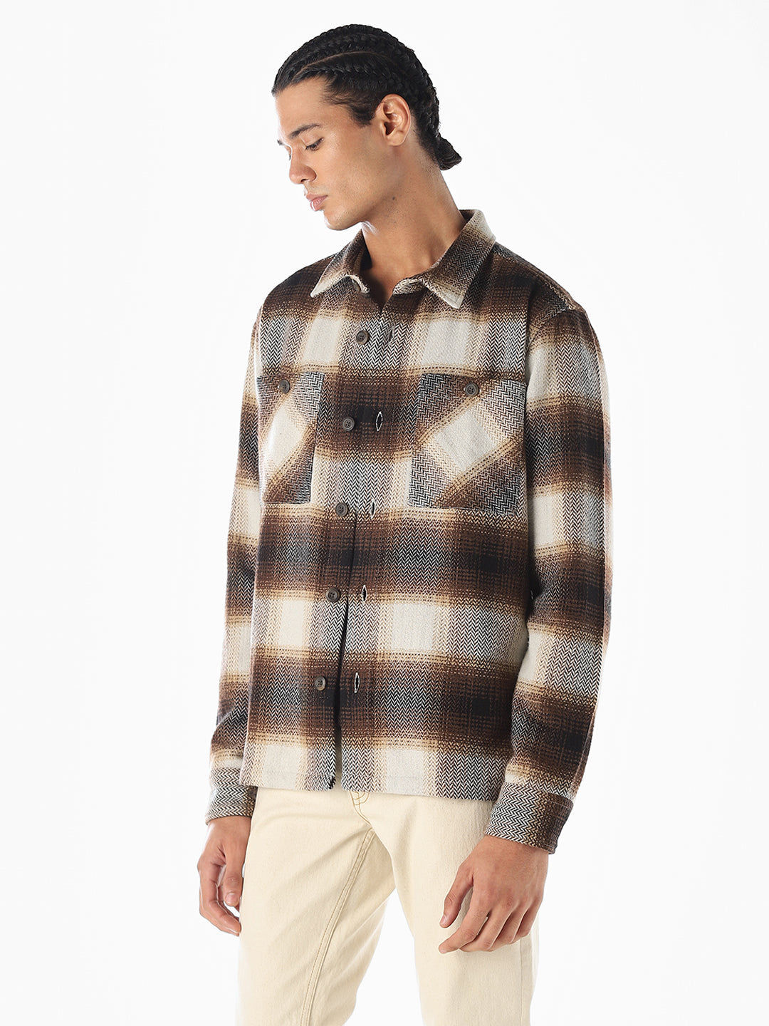 Check Oversized Cotton Shirt