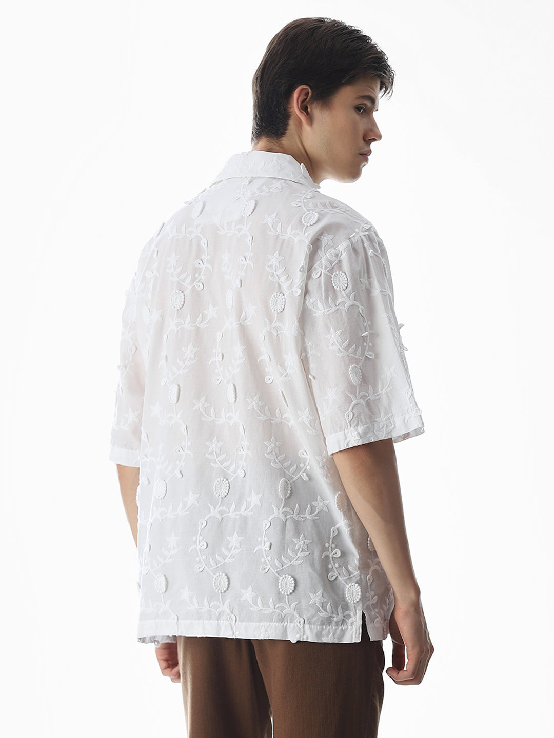 White Embroidered Oversized Shirt