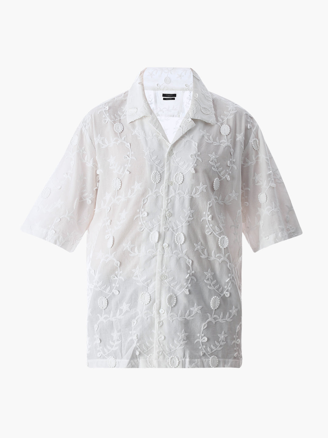 White Embroidered Oversized Shirt