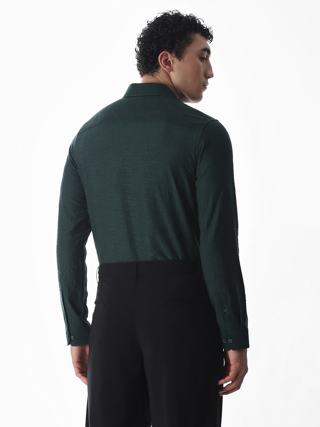 Slim Fit Dobby Shirt - Green