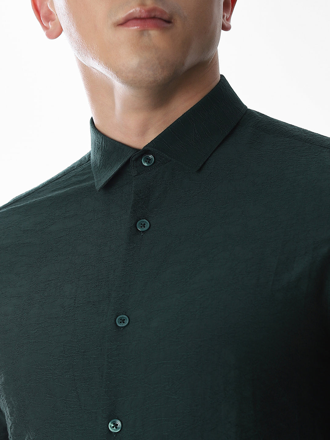 Slim Fit Dobby Shirt - Green