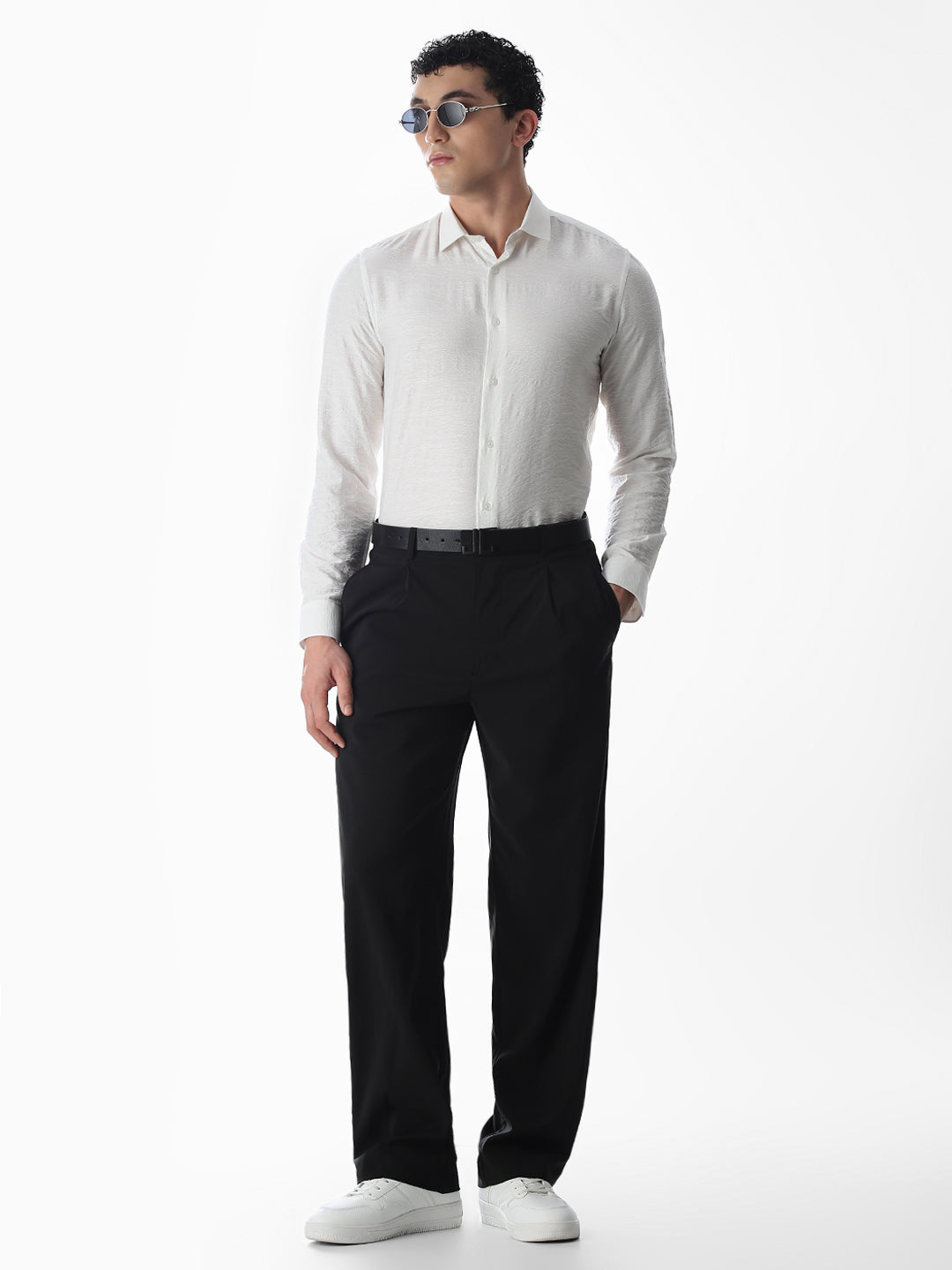 Slim Fit Dobby Shirt - White