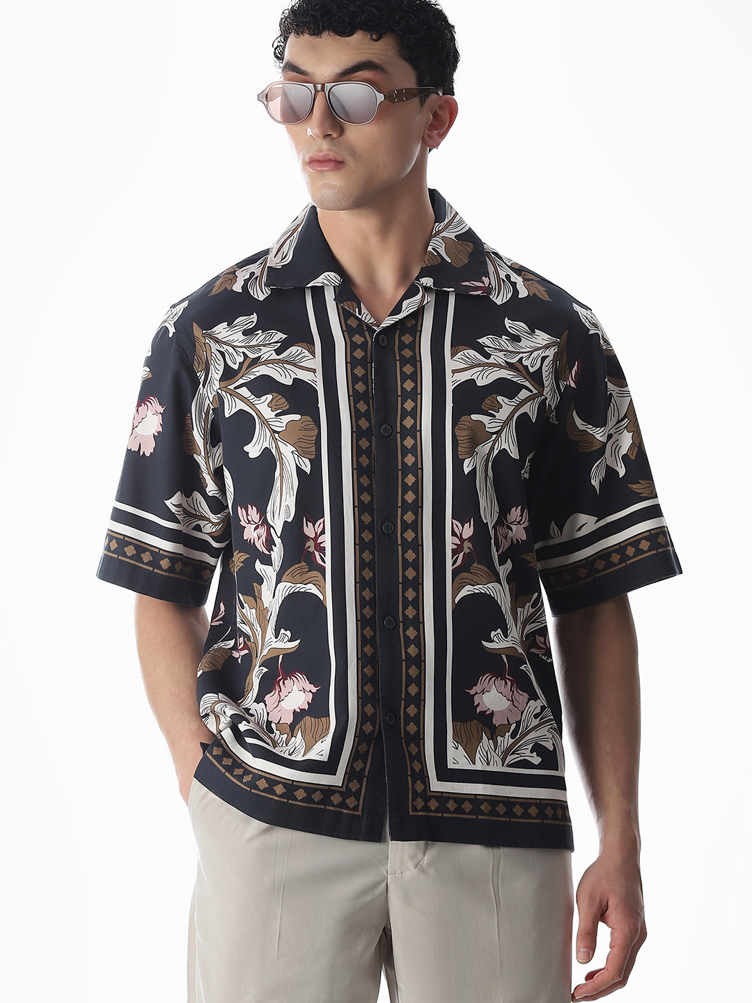 Printed Oversized Short Sleeves Shirt - S
