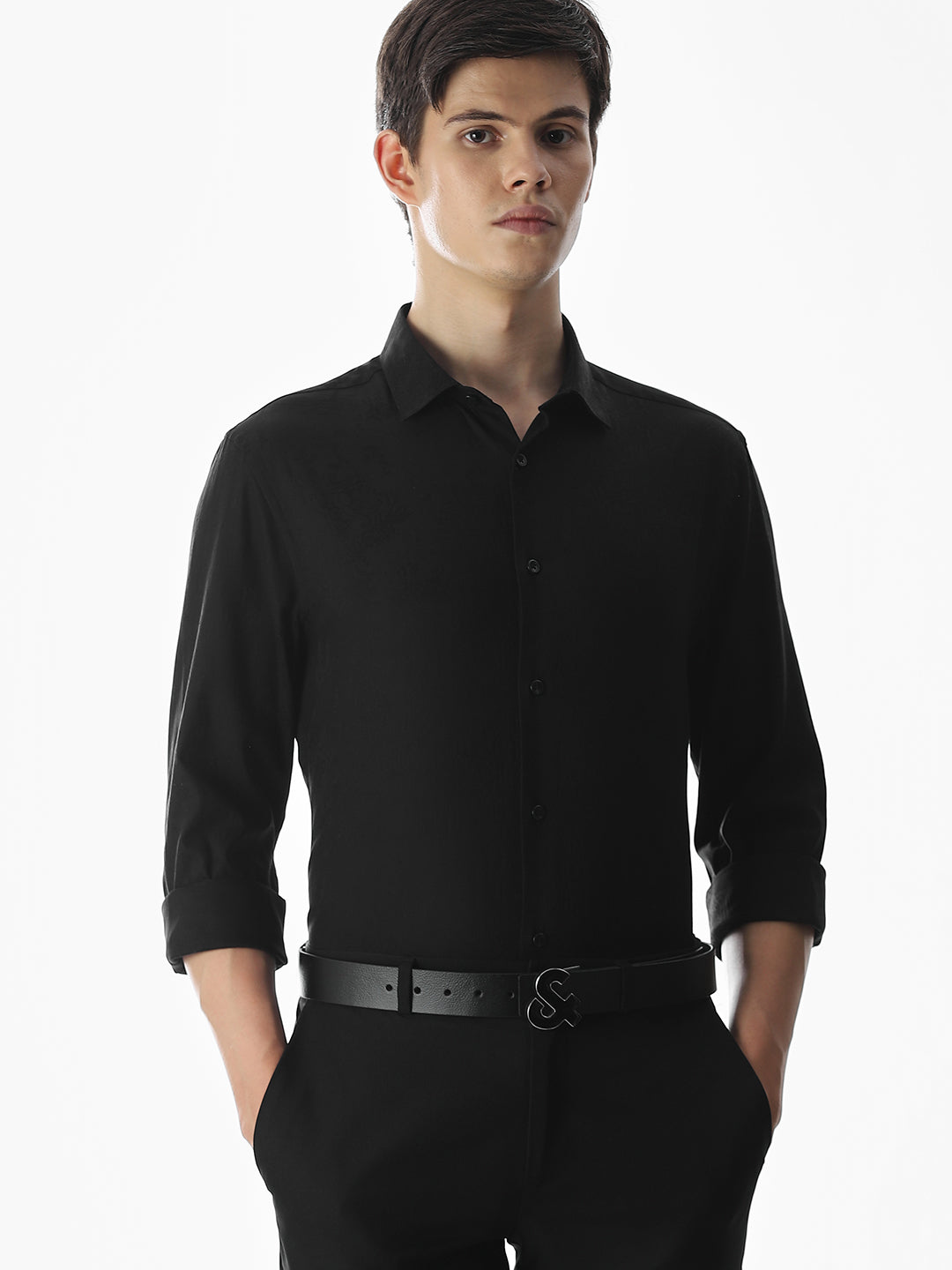 Dobby Cotton Slim Fit Shirt - S