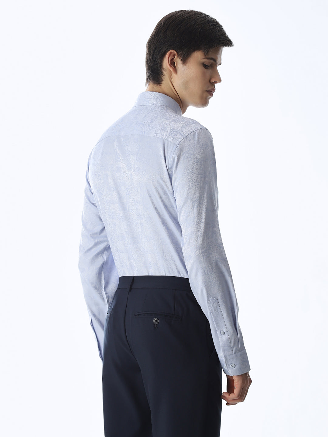 Light Blue Printed Dobby Shirt