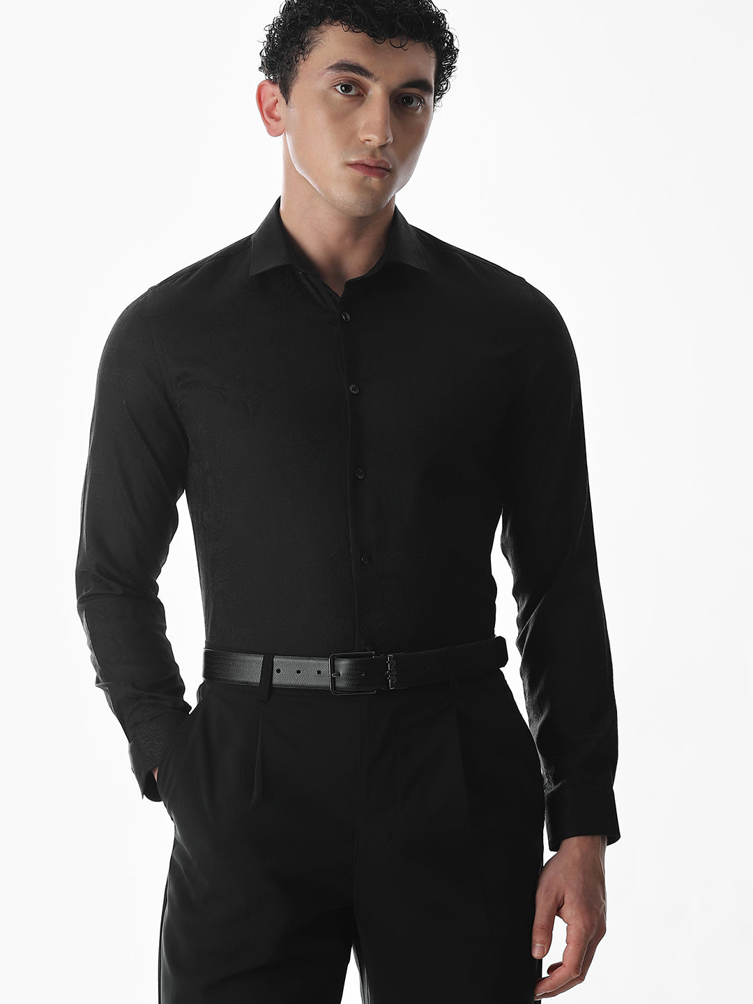 Black Printed Dobby Shirt