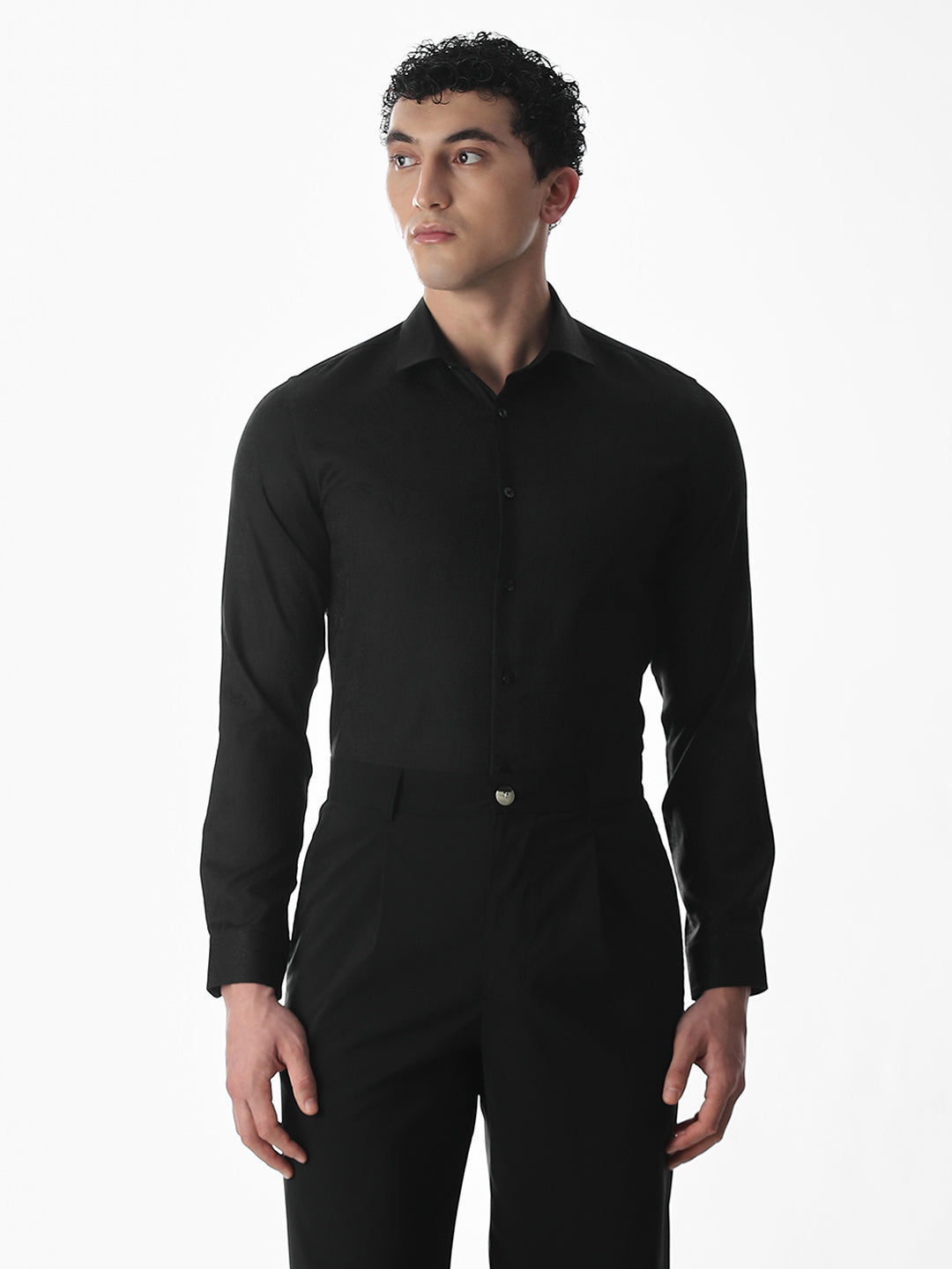 Black Printed Dobby Shirt