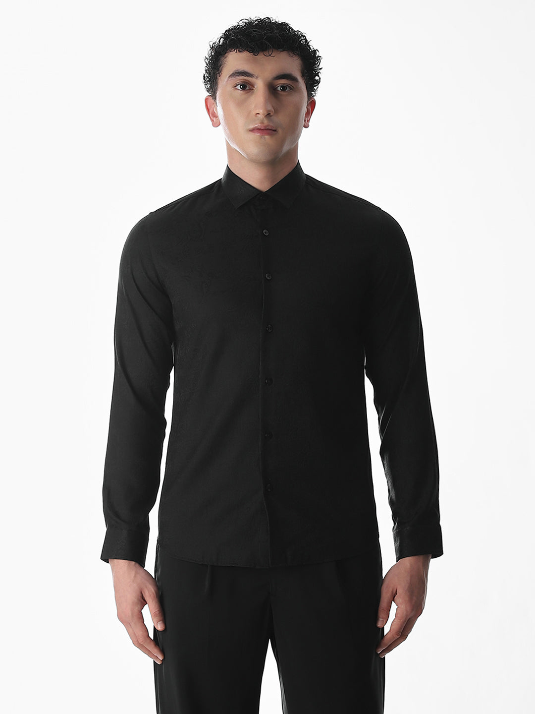 Black Printed Dobby Shirt