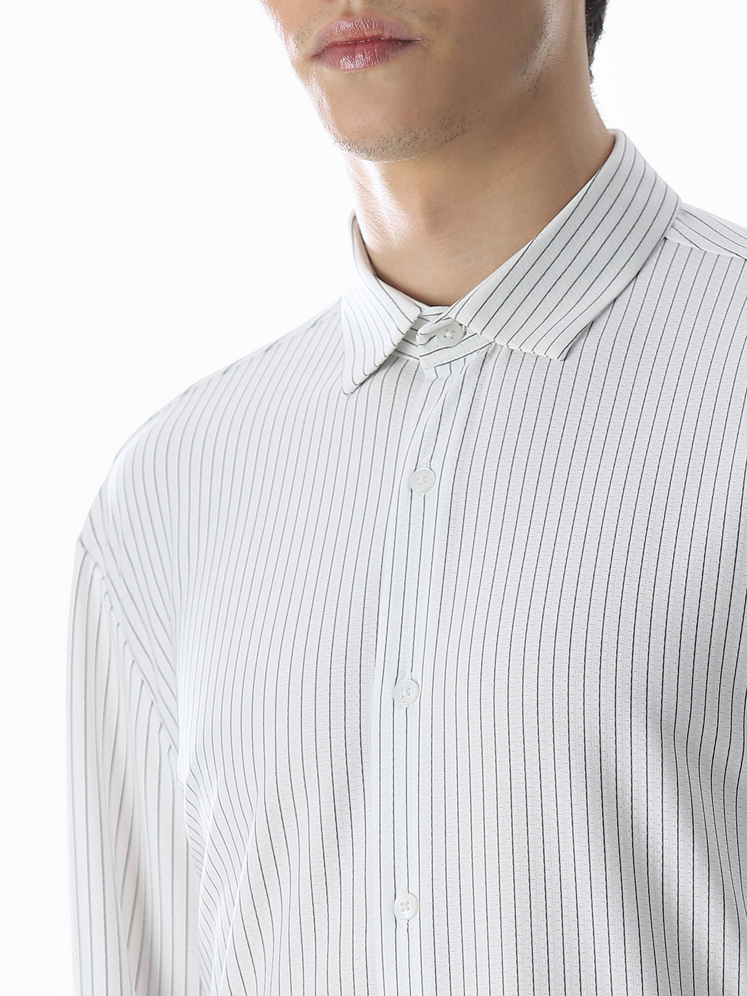 White Striped Knitted Shirt