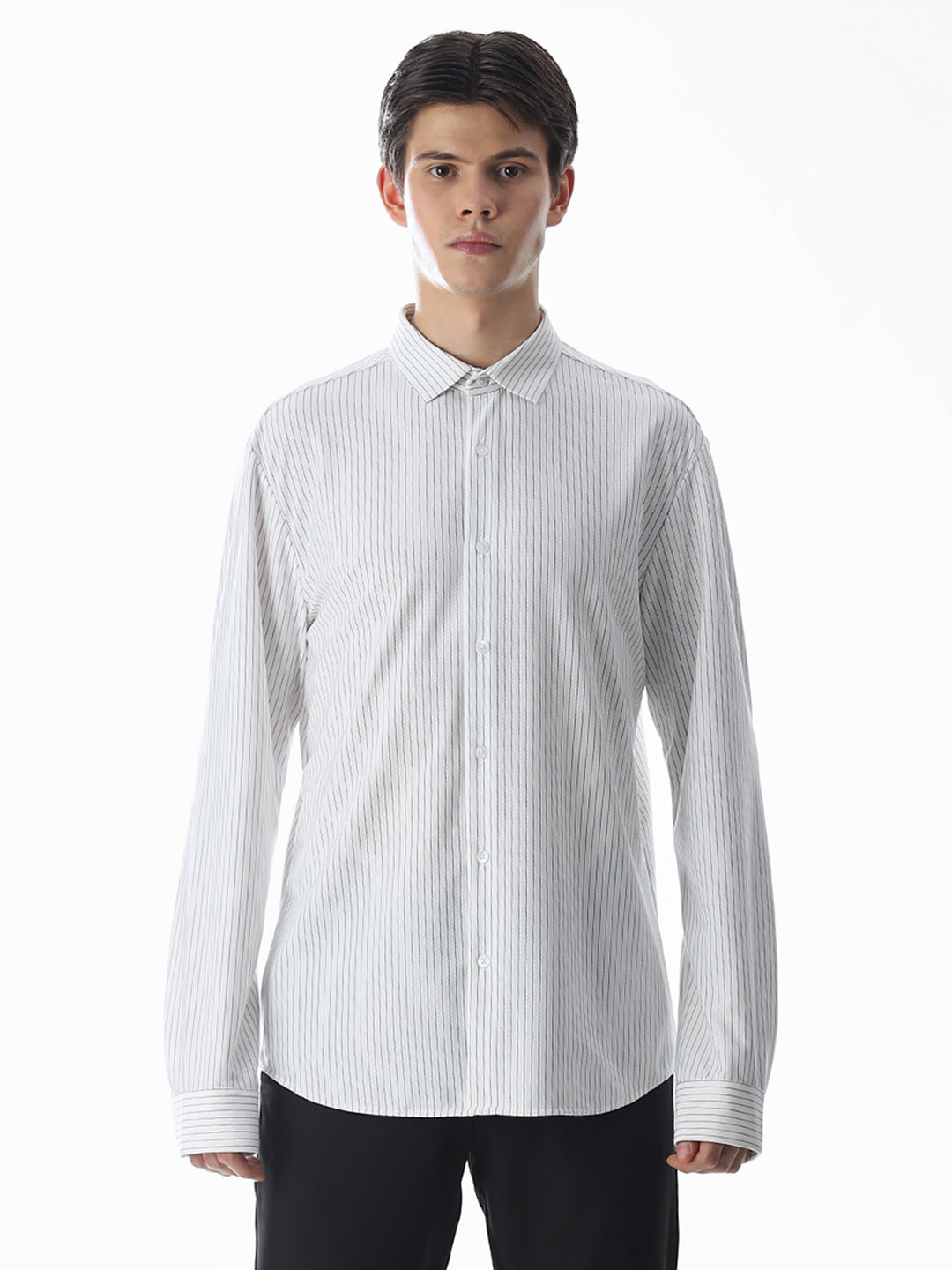 White Striped Knitted Shirt