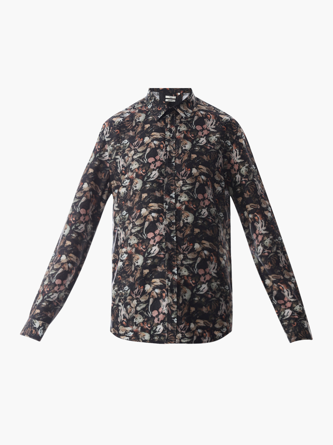 Olive Green Floral Slim Fit Shirt
