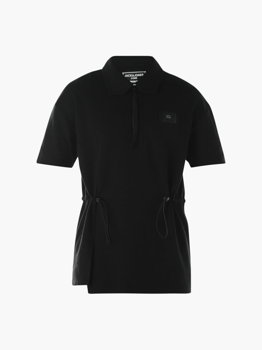 Zip-Up Cinched Cotton Polo