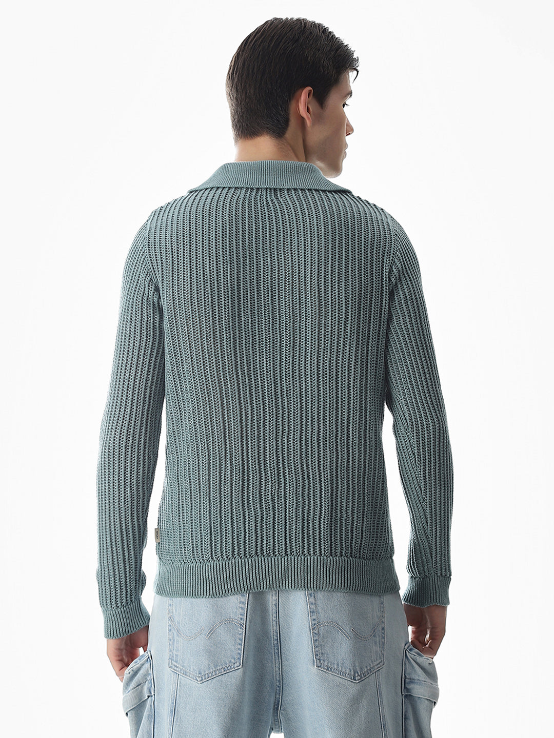 Green Knitted Boxy Fit Polo