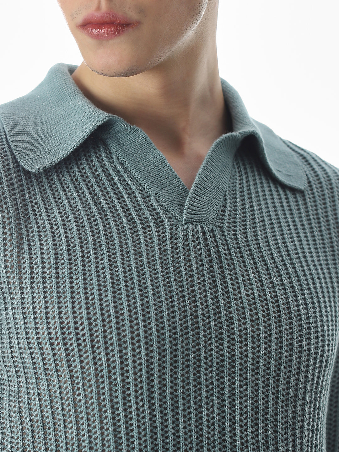 Green Knitted Boxy Fit Polo