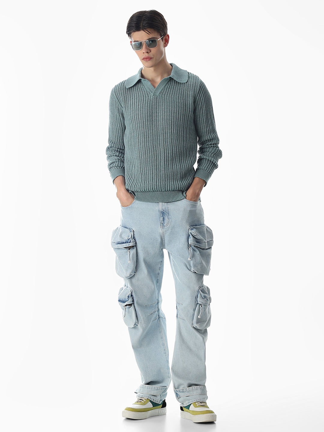 Green Knitted Boxy Fit Polo