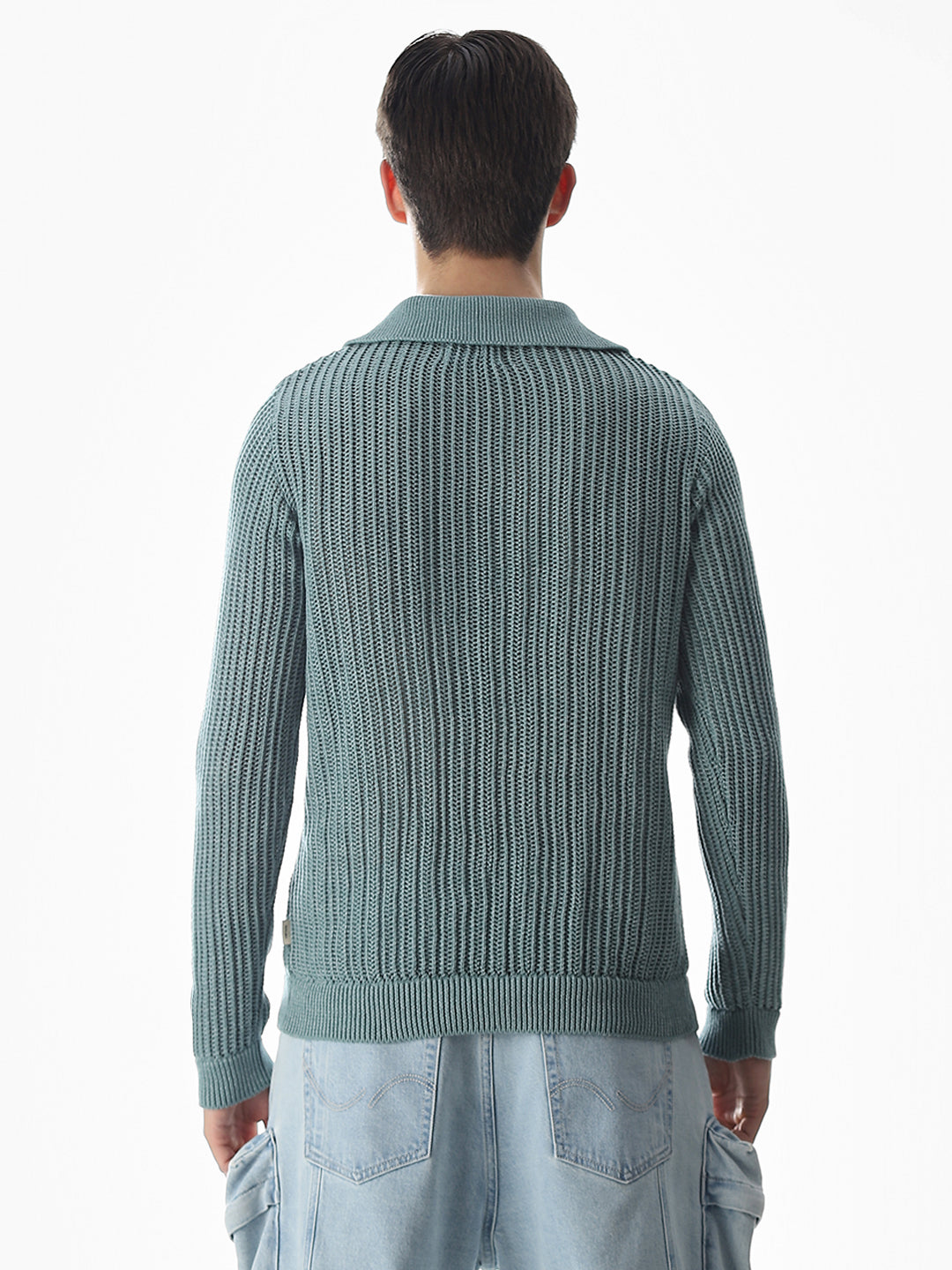 Green Knitted Boxy Fit Polo