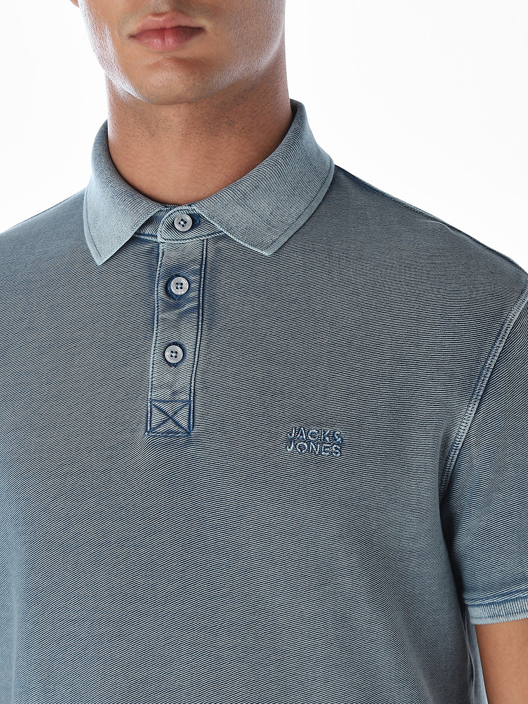 Washed Blue Cotton Polo