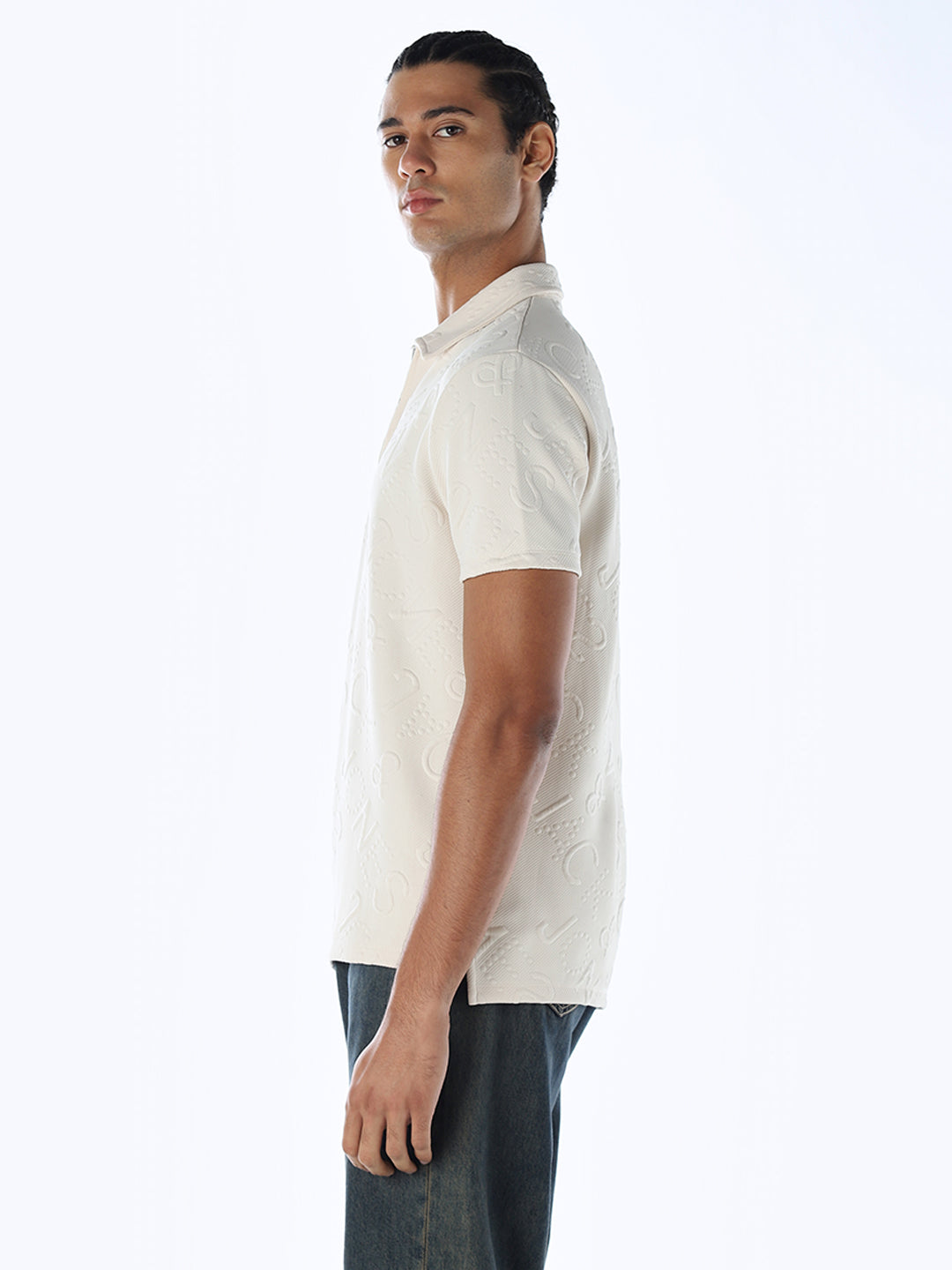 Jacquard Typography Printed Polo