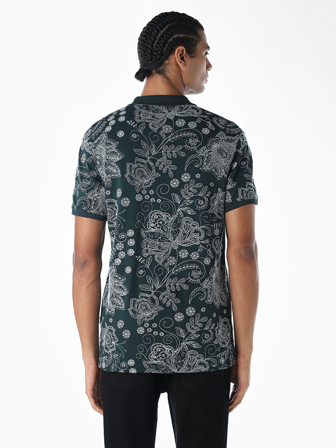 Printed Cotton Polo - Green