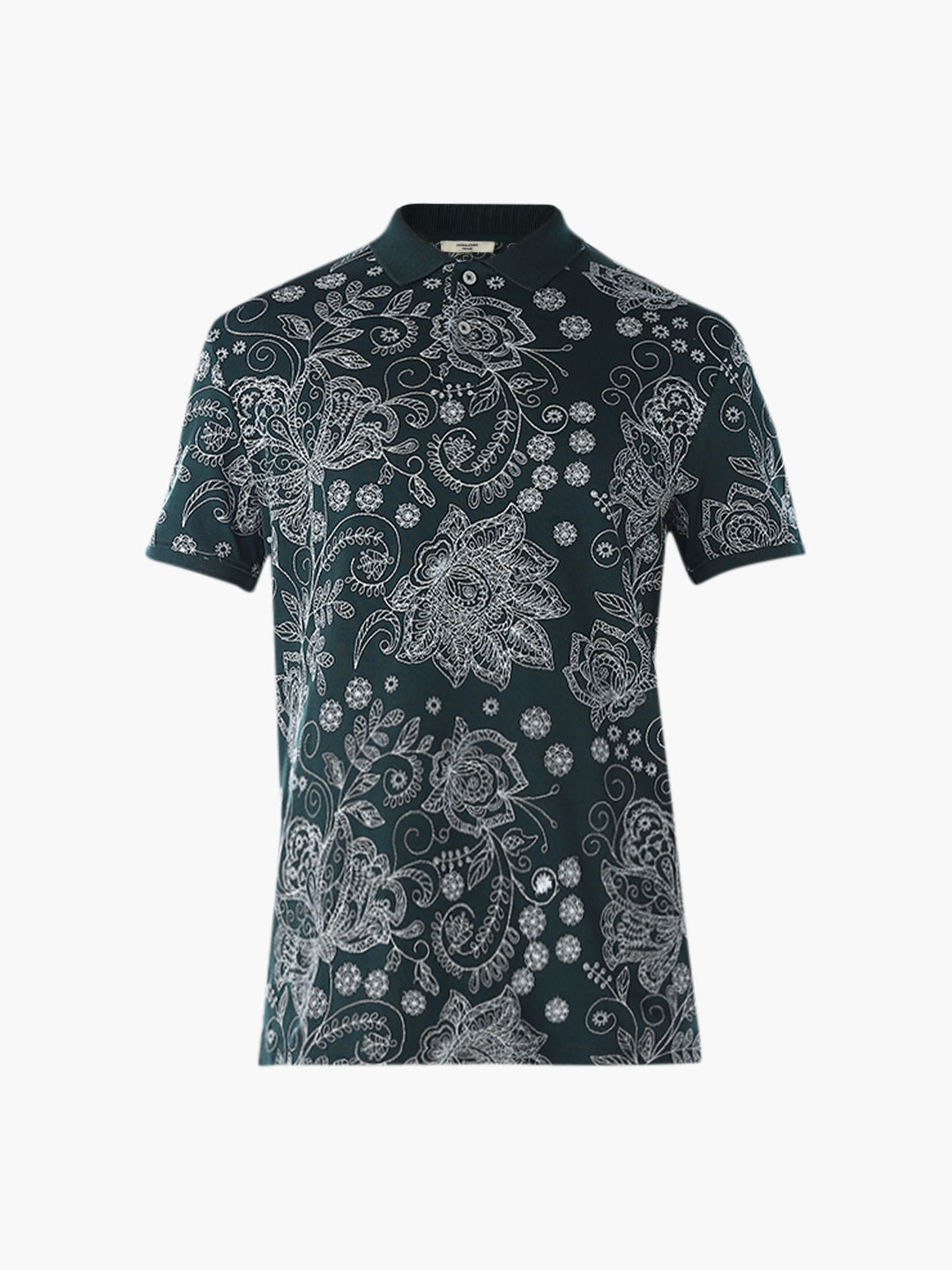 Printed Cotton Polo - Green