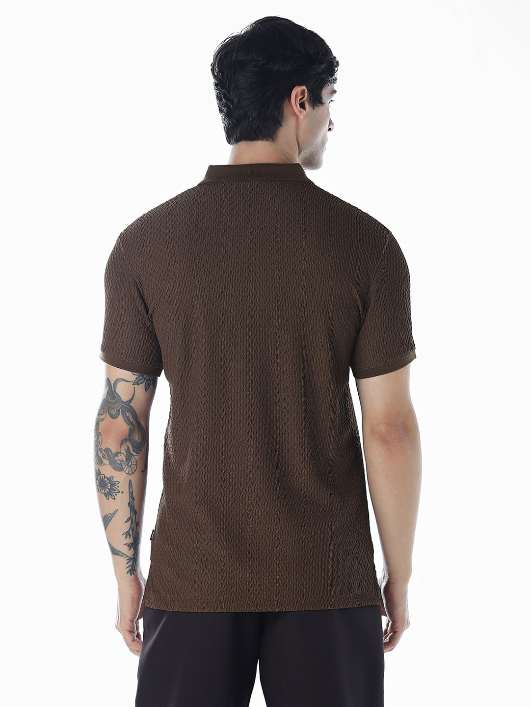 Zip Detail Brown Polo