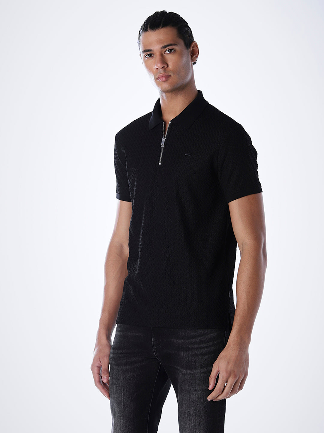 Zip-Detail Regular Fit Polo