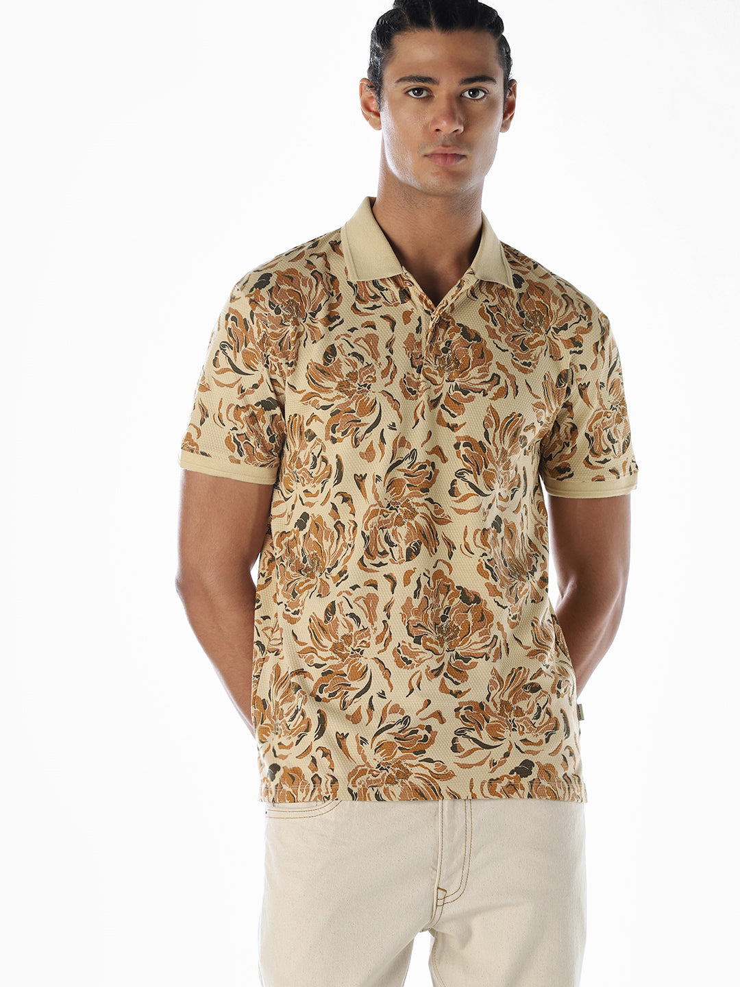 Floral Print Cotton Polo