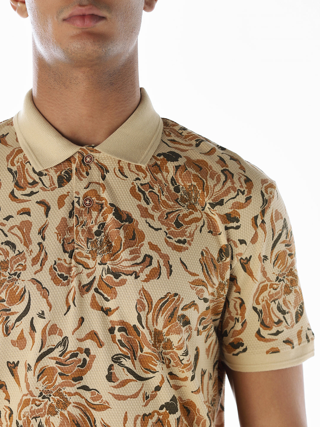 Floral Print Cotton Polo
