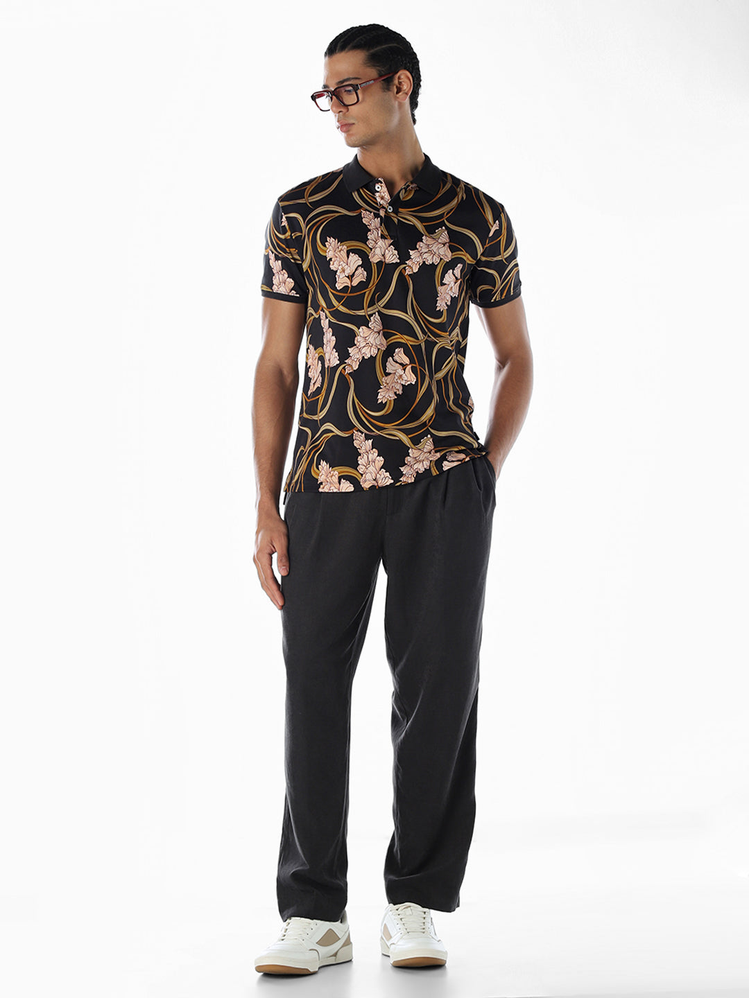 Floral Print Cotton Polo