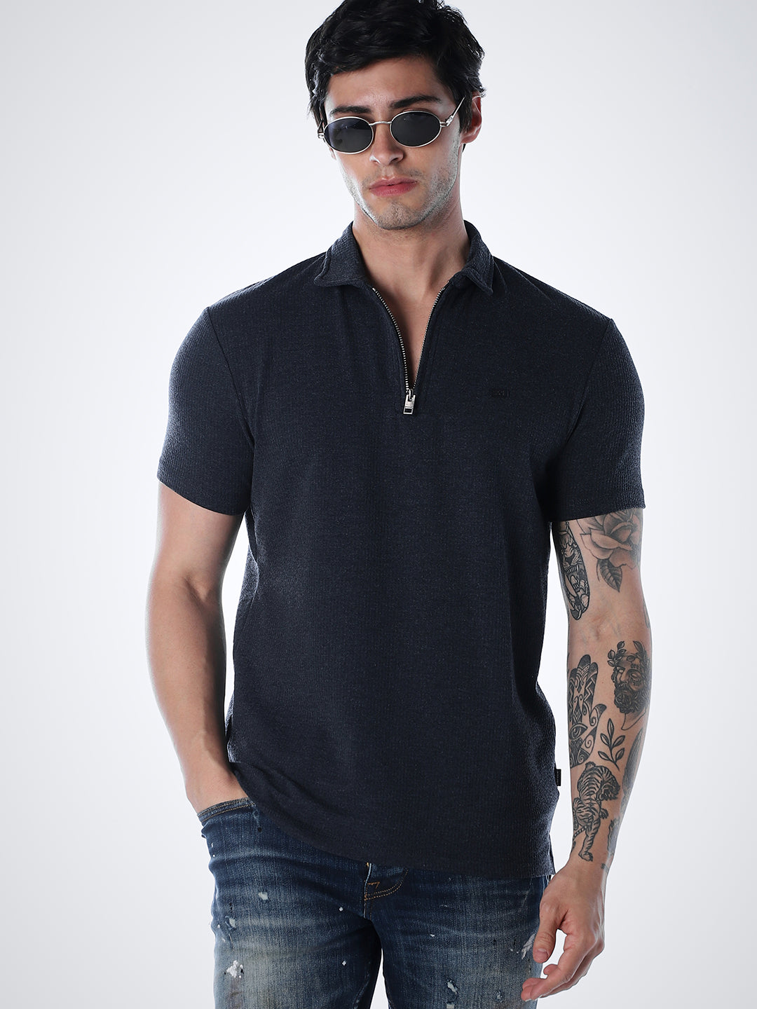 Navy Blue Regular Fit Polo - S