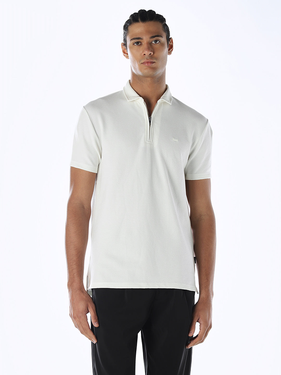 Zip-Up Cotton Polo