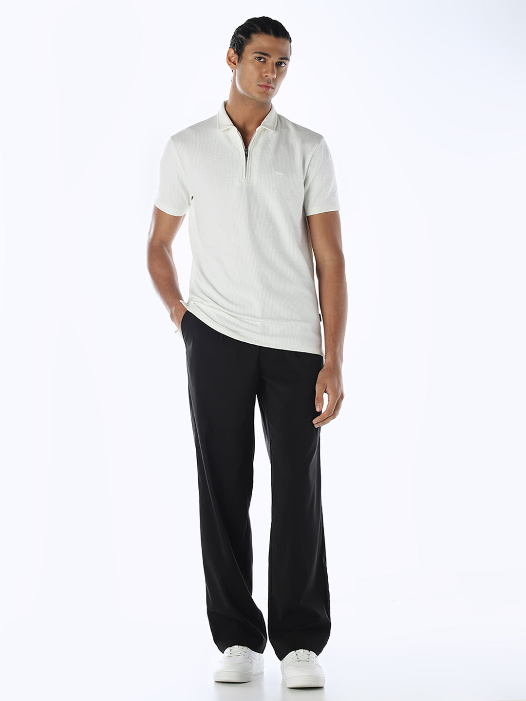 Zip-Up Cotton Polo