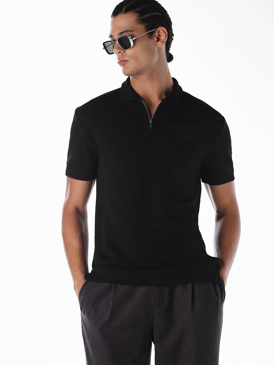 Black Zip-Up Polo