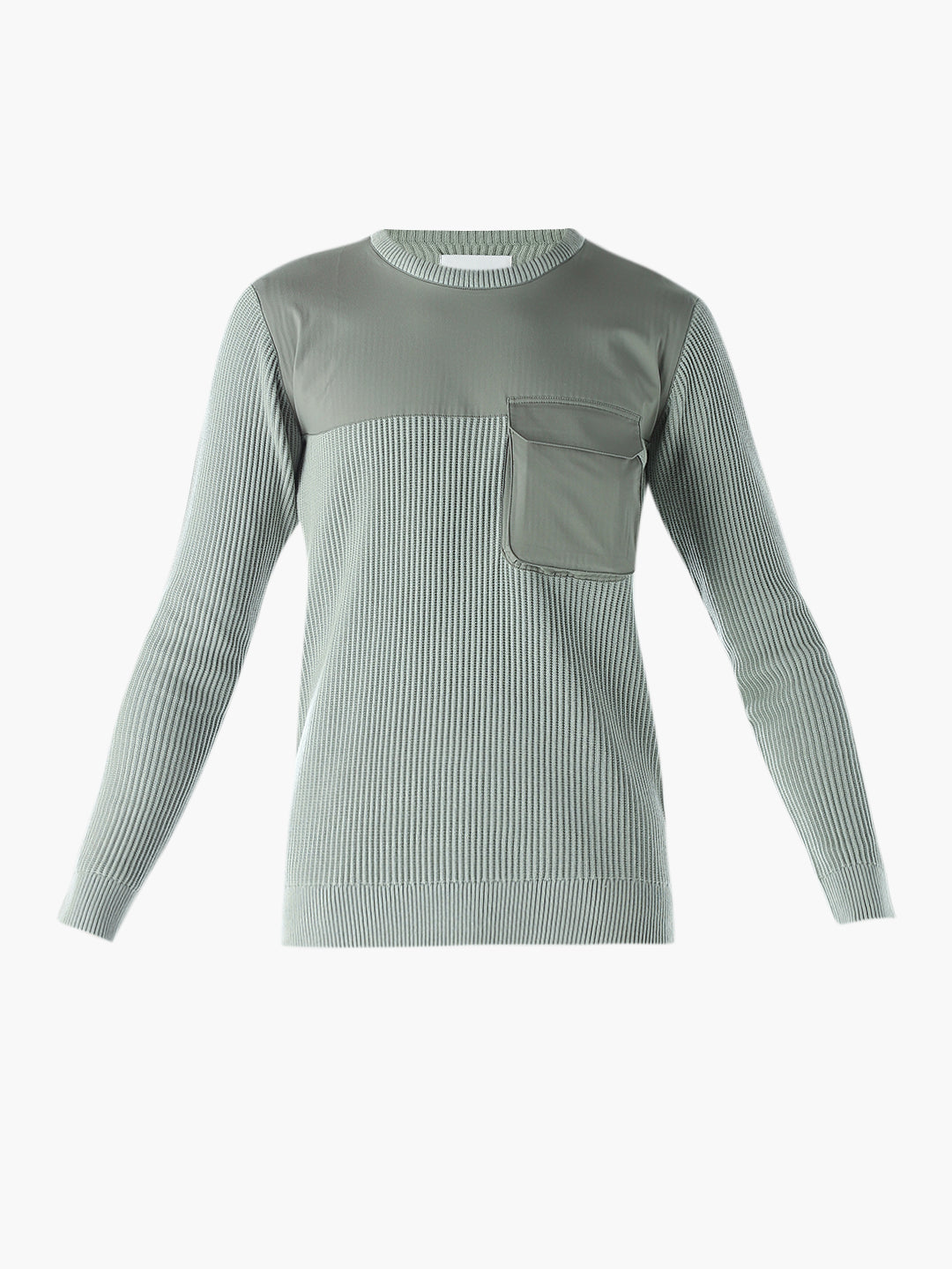 Knitted Crew Neck Green Pullover