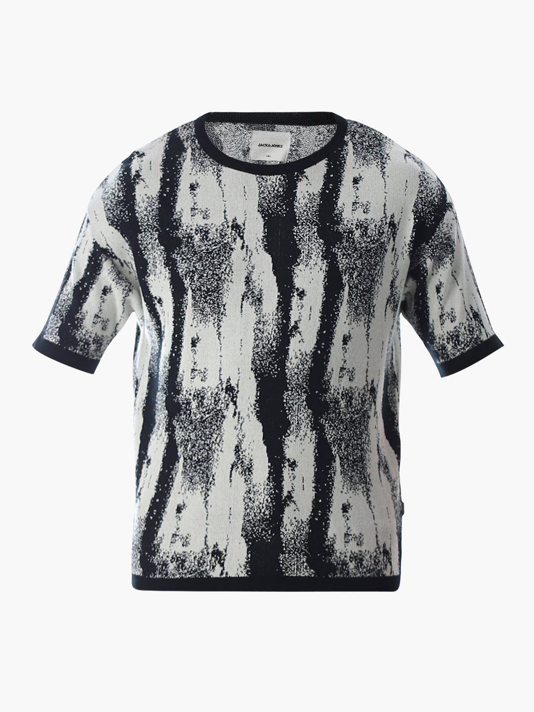 Black Printed Jacquard Boxy Fit Pullover