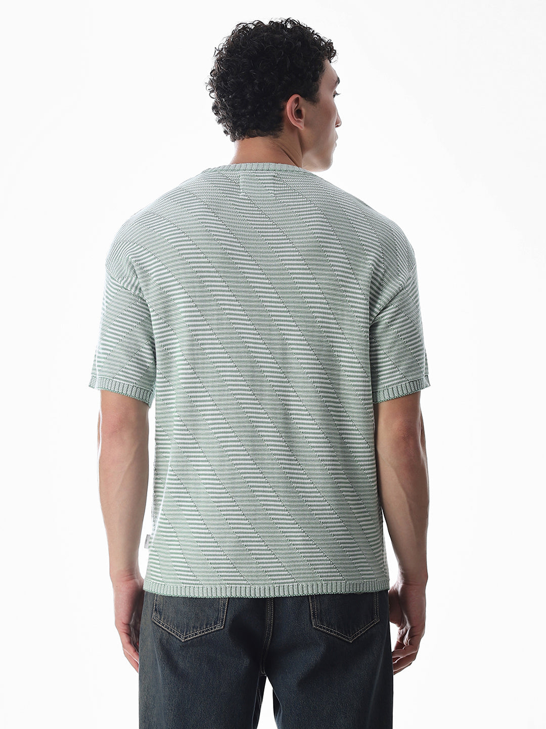 Green Jacquard Boxy Fit Pullover