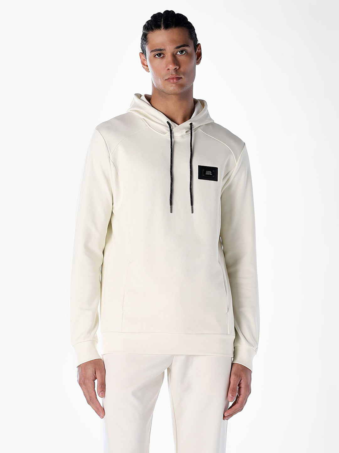 White Regular Fit Hoodie