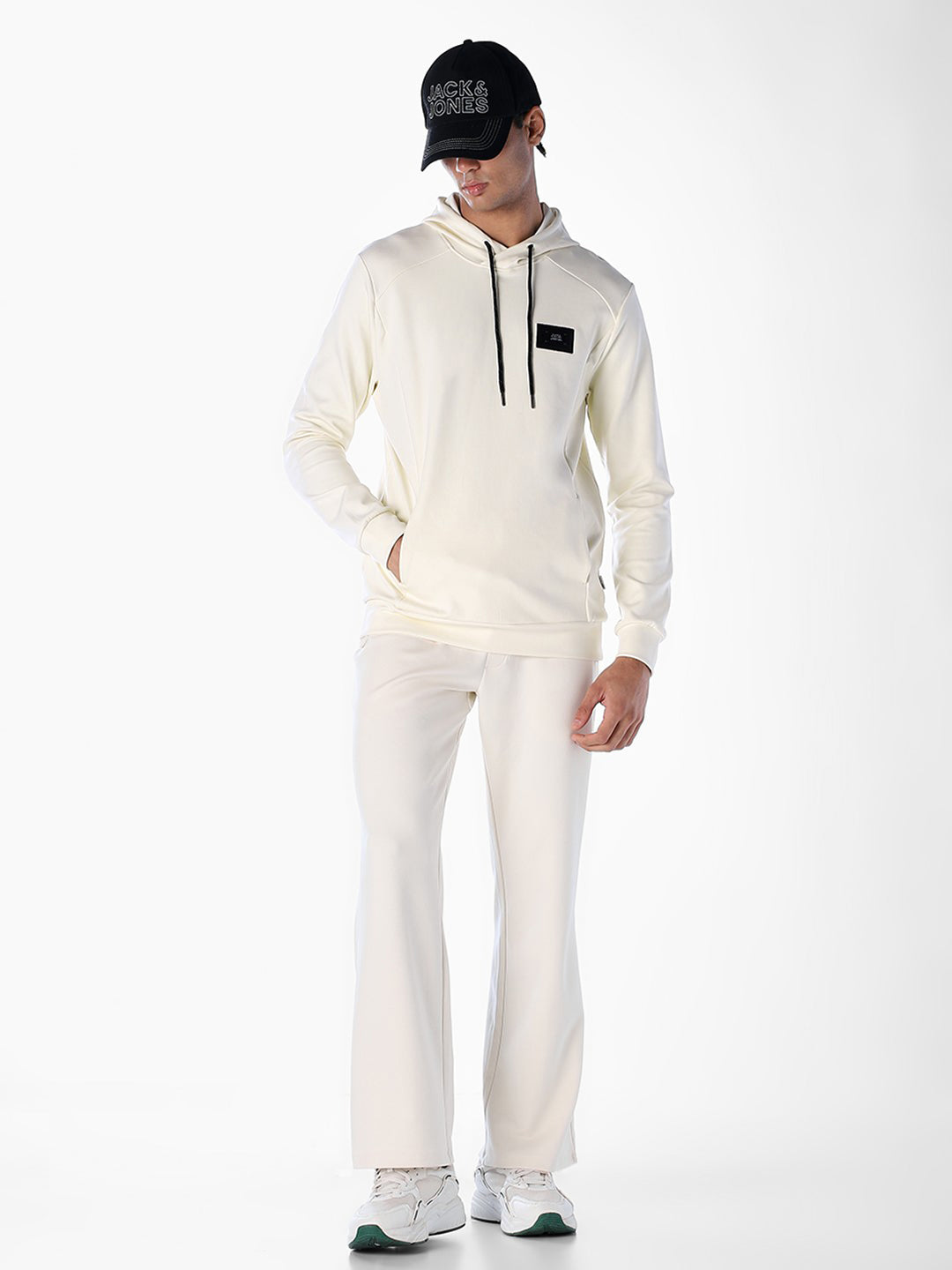 White Regular Fit Hoodie