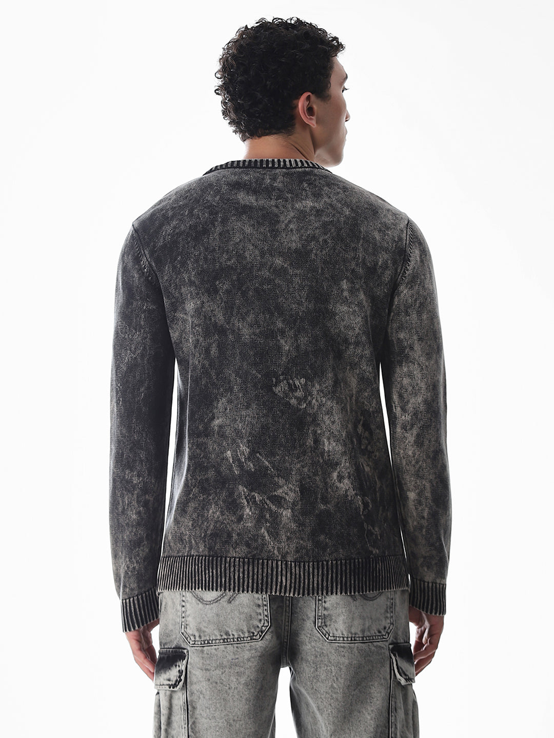 Black Washed Knitted Pullover