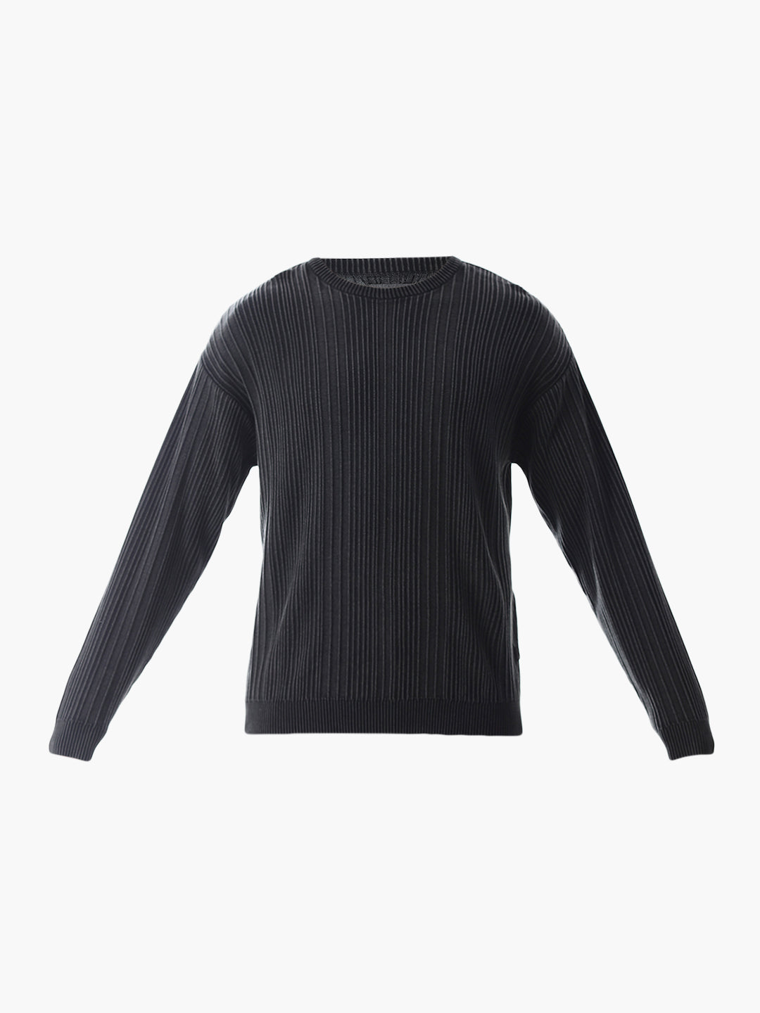 Black Knitted Drop Shoulder Pullover