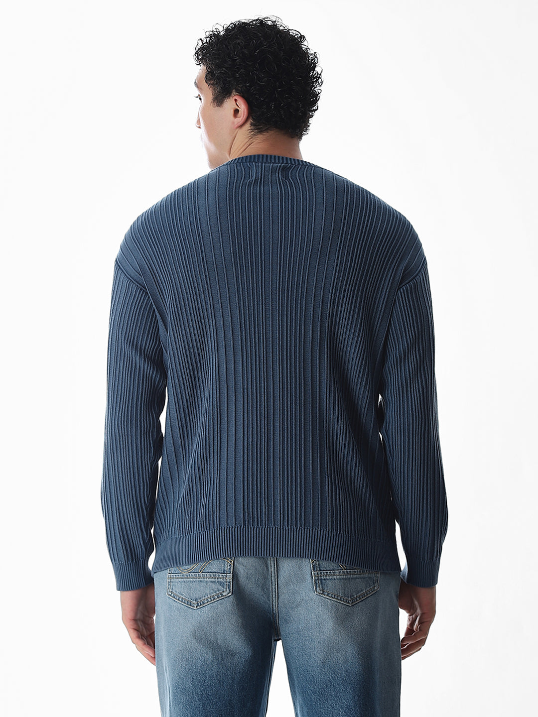 Light Wash Self-Design Pullover