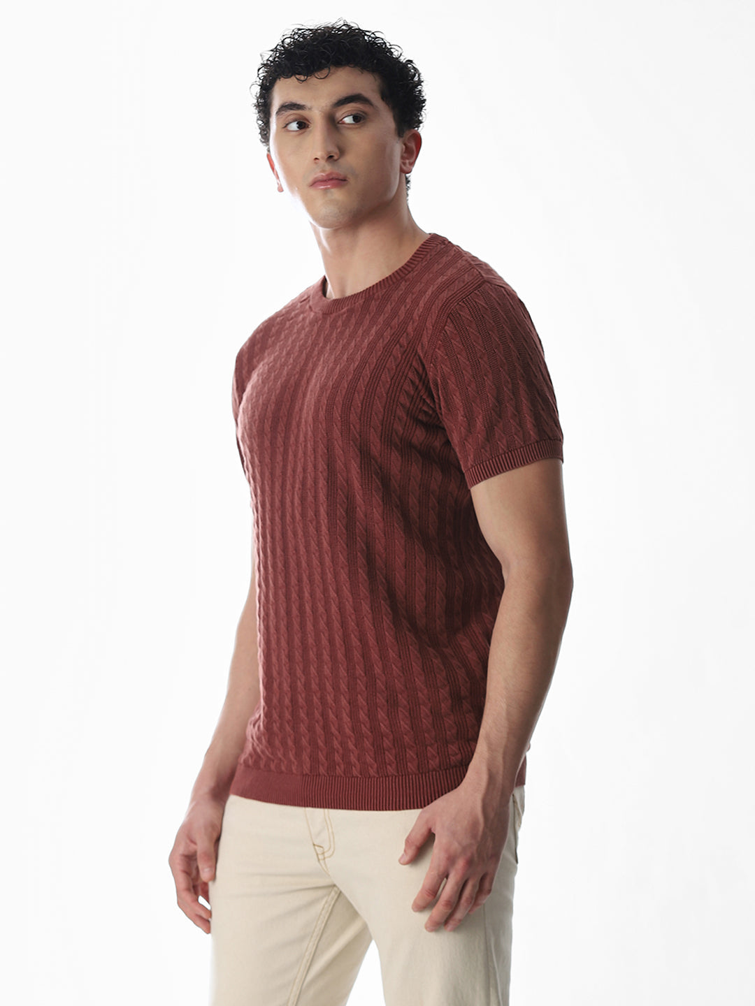 Jacquard Knitted Crew Neck Pullover