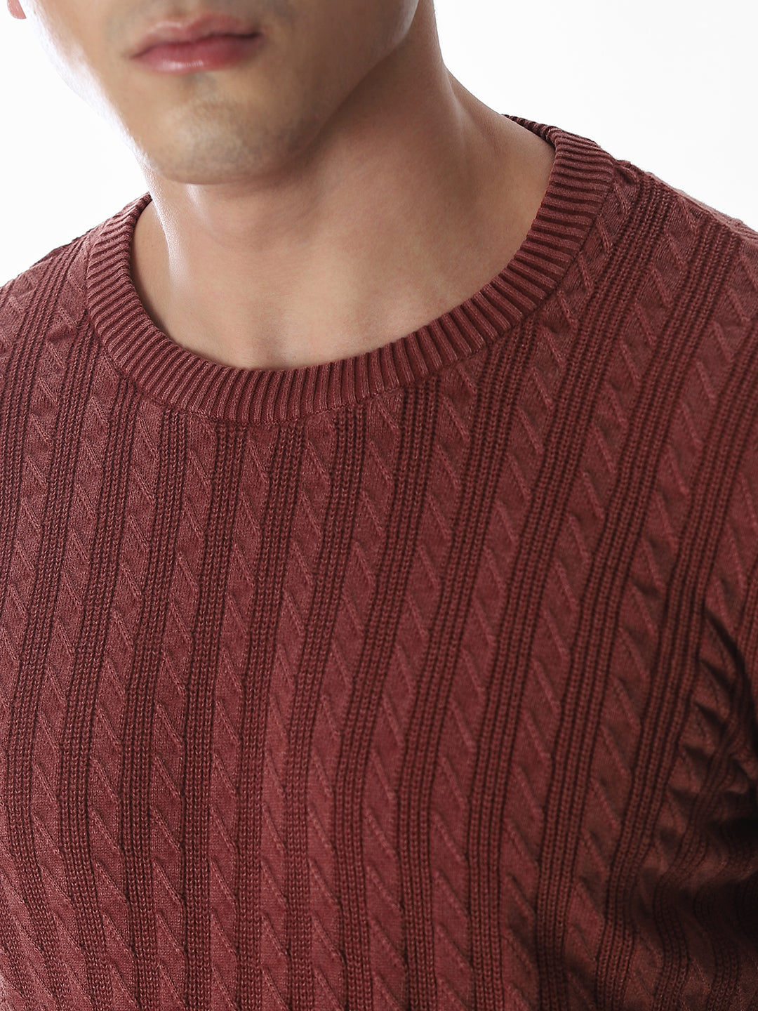 Jacquard Knitted Crew Neck Pullover