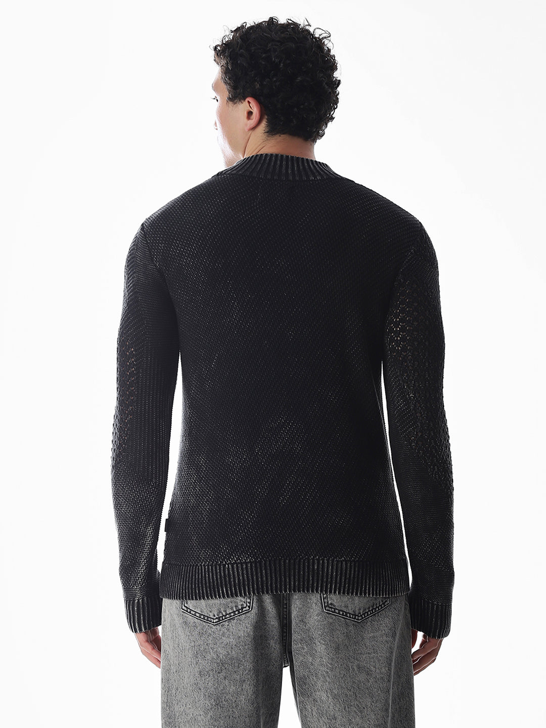 Black Knitted High Neck Pullover