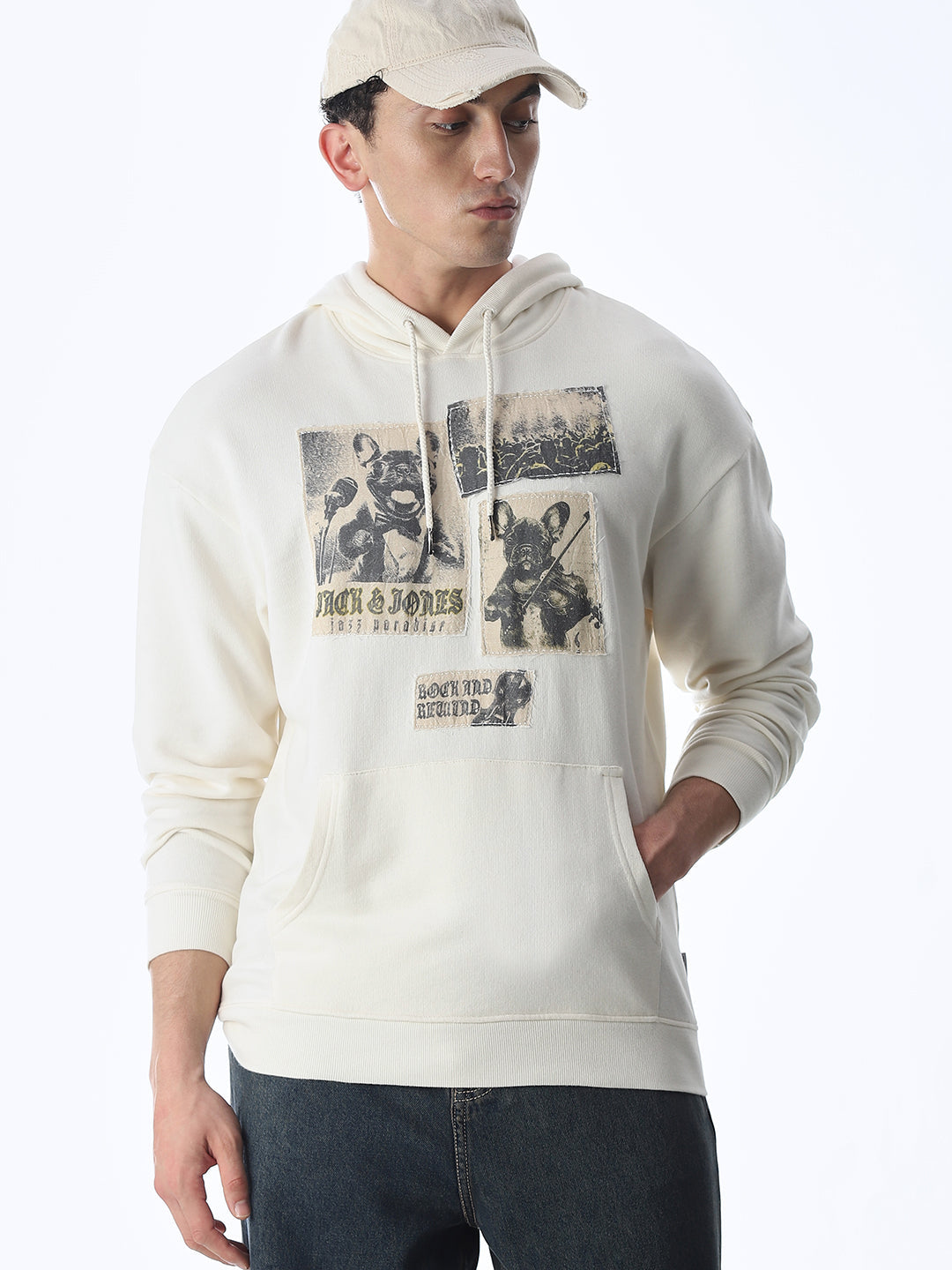 Printed Hooded Oversized Sweatshirt - S