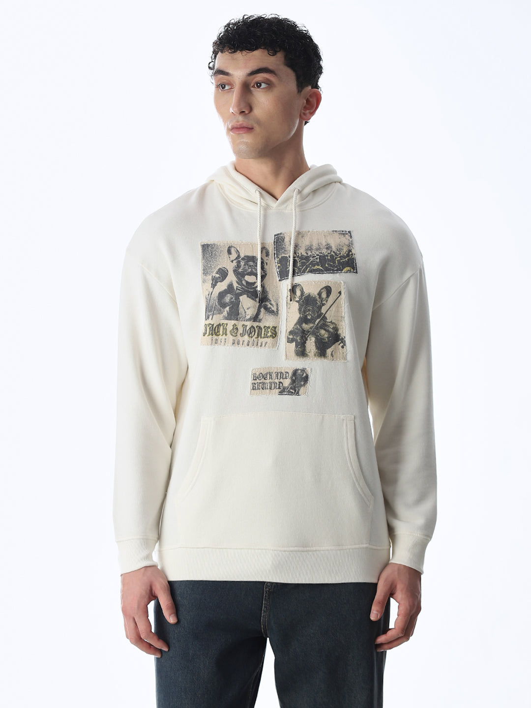 Printed Hooded Oversized Sweatshirt