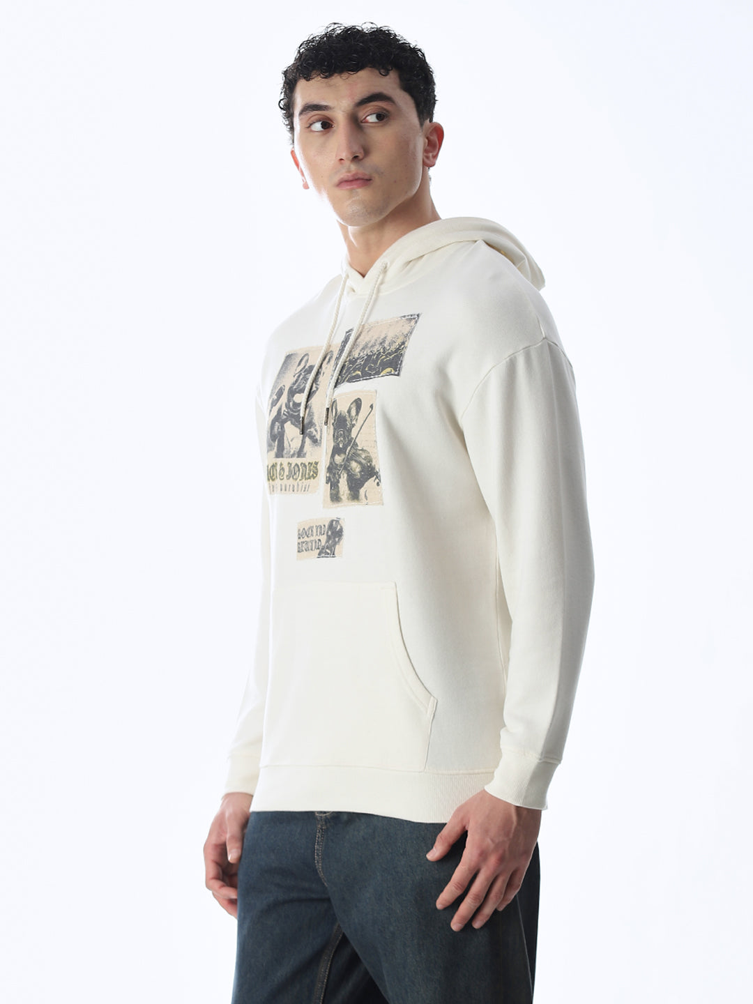 Printed Hooded Oversized Sweatshirt