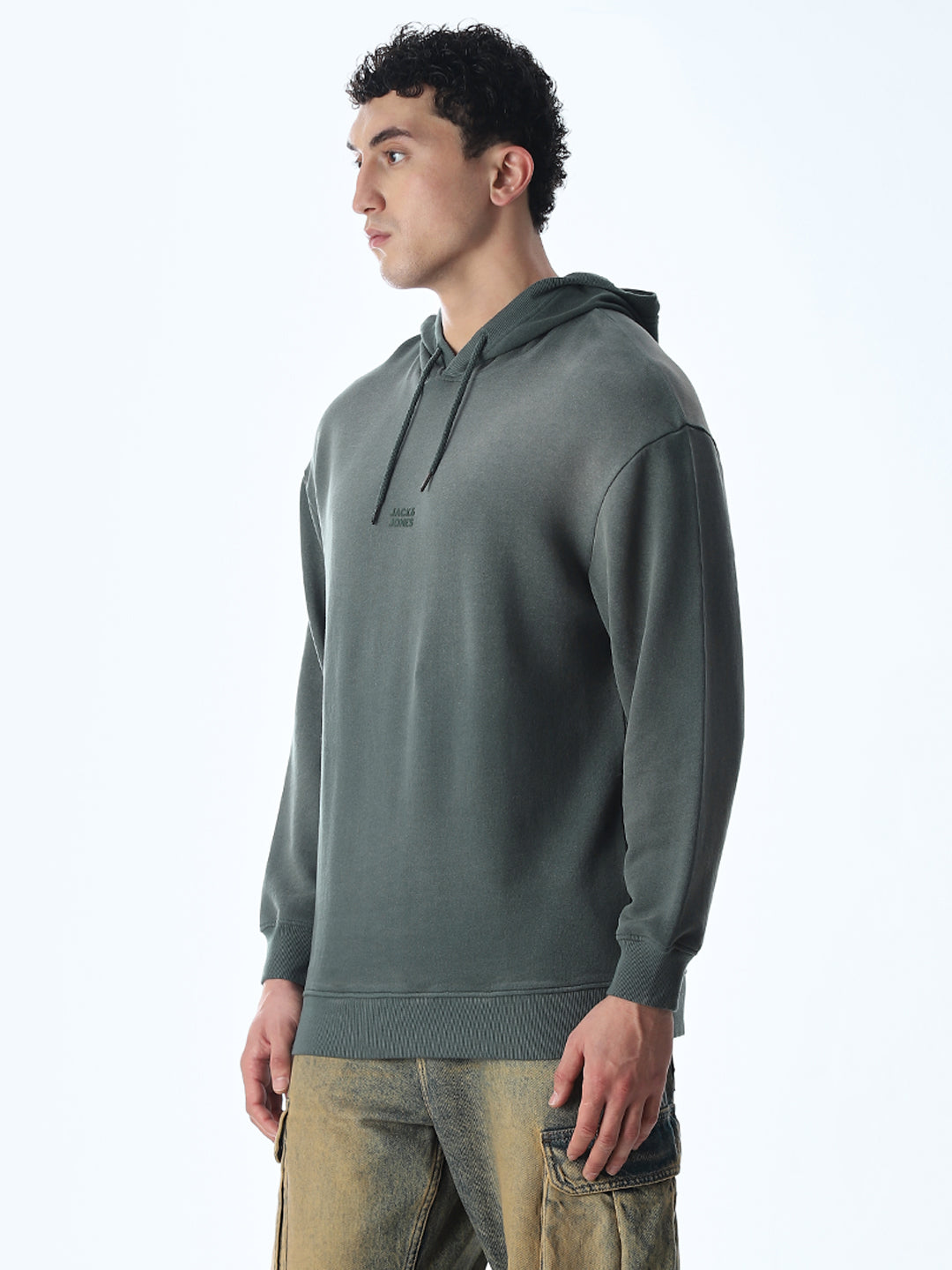 Light Wash Hooded Oversized Sweatshirt - Green