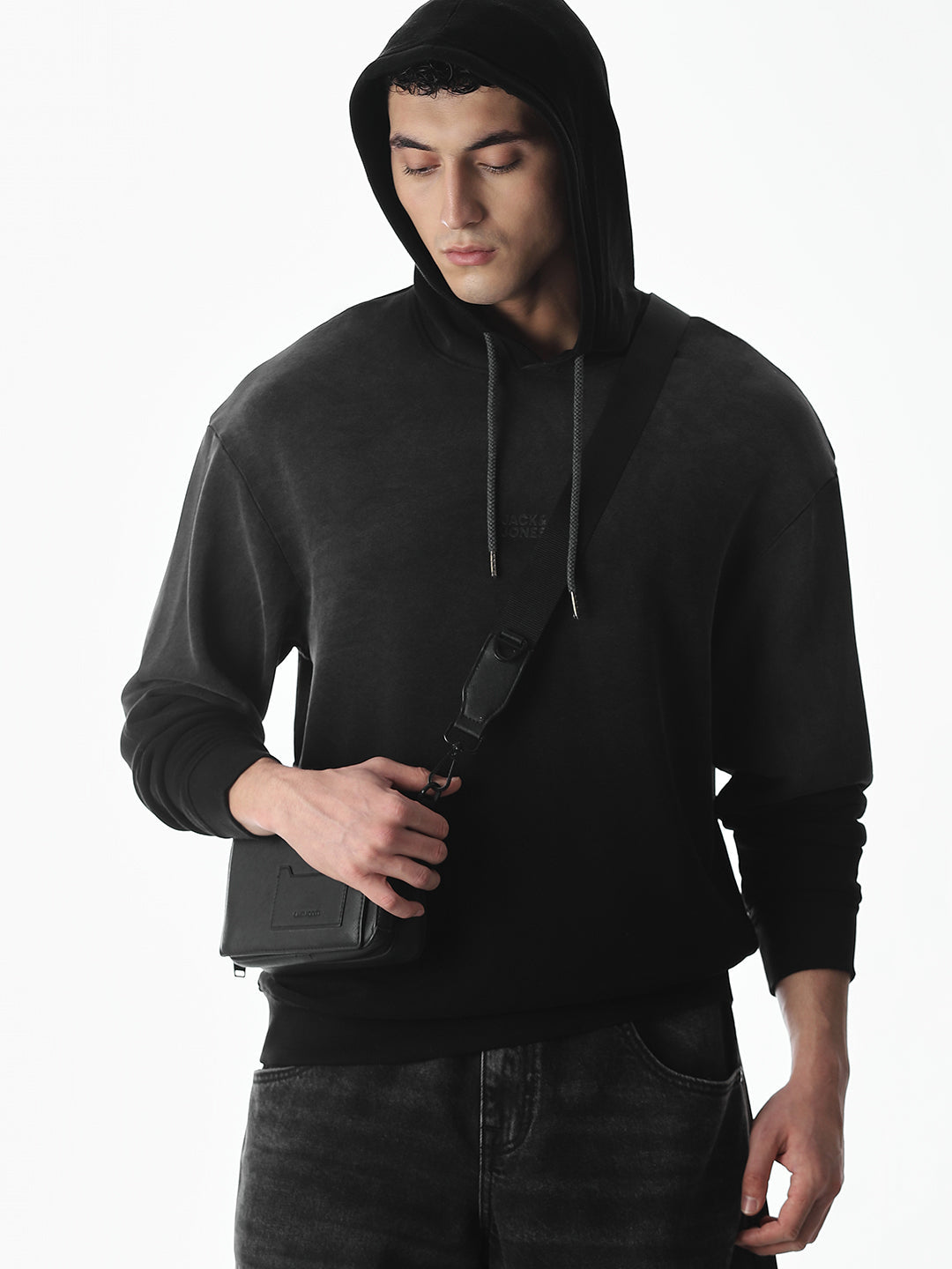 Light Wash Hooded Oversized Sweatshirt - XS